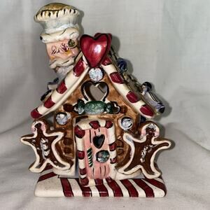 Blue Sky Ceramic Gingerbread House Votive Tealight holder & underplate